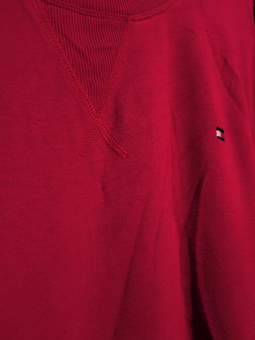 Tommy Hilfiger Peplum Red Sweatshirt Plus Sized Long Sleeved Top (3X) - Picture 3 of 5